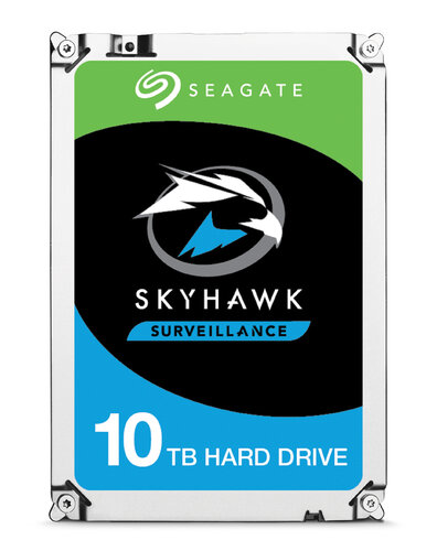 Disco duro línea Skyhawk, capacidad de 10 TB, conexión SATA III 5900RPM, especial para uso continuo 24/7, marca Seagate, marca Hikvision