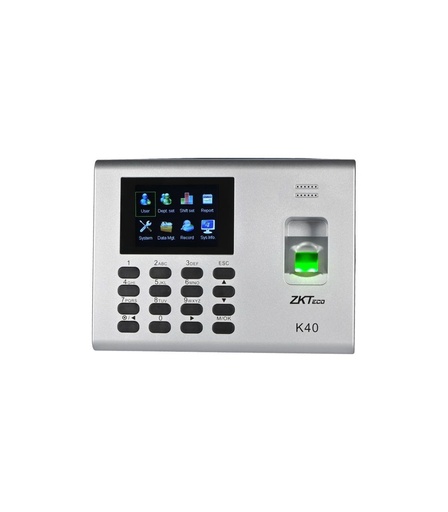[K30] Reloj biometrico, terminal de tiempo y asistencia con funciones de control de acceso, capacidad de 1000 huellas y 80,000 registros TCP/IP, USB-Host • Batería de respaldo incorporada. • Pantalla TFT LCD a color de 2.8 pulgadas. • Control de acceso simple. • Múltiples idiomas. • Reportes SSR en Formato Excel Marca ZKTeco