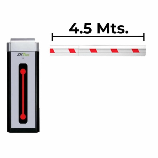 Barrera vehicular con Brazo telescopico de 4.5 metros, reversible con iluminación marca ZKTeco