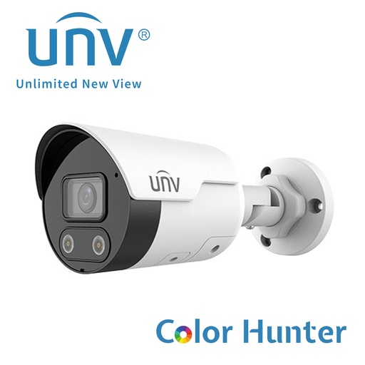 [2124LE] Cámara IP tipo Bullet 4 megapixeles, lente 2.8mm, Color Hunter, Alarma, Audio de dos vías marca Uniview