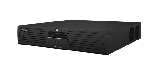 NVR de 64 cnales, rosolucion de 32 Mpx 8K, soporta cámaras con AcuSense 8 slots de disco duro (no incluidos) 2 puertos de red soporta RAID con Hot Swap HDMI en 8K Soporta POS.