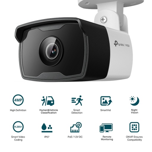 [C340I] Cámara IP tipo bullet 4 Megapixeles lente 2.8mm alcance IR 30 metros Tp-Link C340I